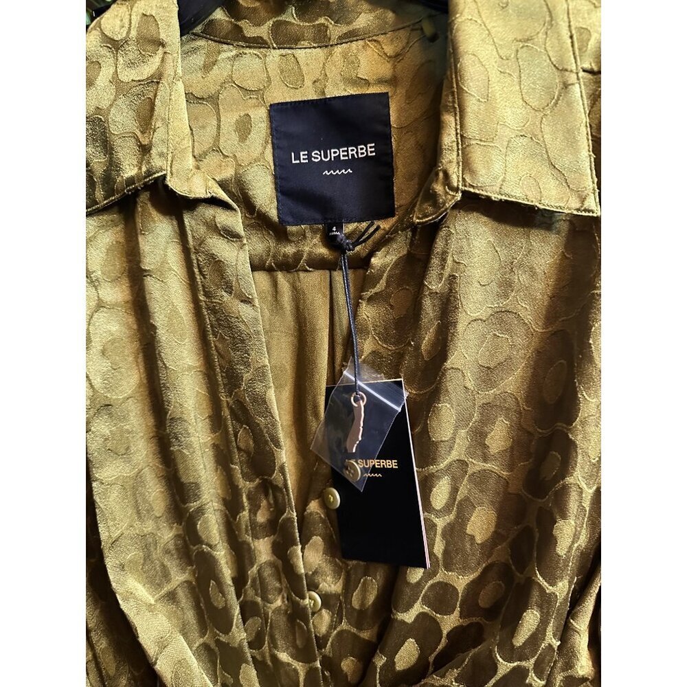 Le Superbe Montmartre Wrap Dress French Girl Leopard Green Long Sleeve S $585 - Picture 13 of 16